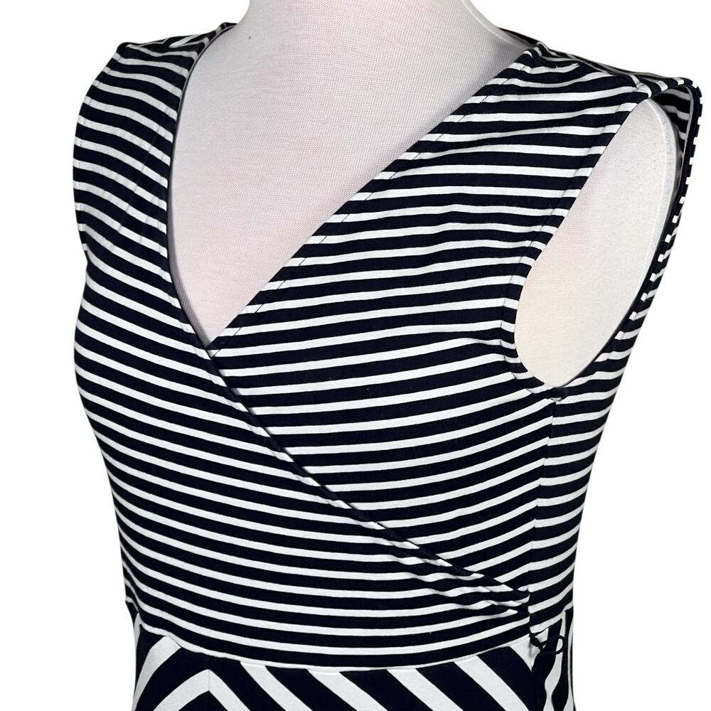 Talbots Navy & White Nautical Striped Stretchy Cotton Blend Maxi Dress Medium - Picture 9 of 10